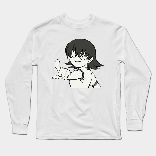 I draw smug tomo pointing / azumanga daioh meme Long Sleeve T-Shirt by mudwizard